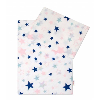 3-dielna sada - mantinel s obliečkami Hviezdy a hviezdičky - ružová / granát na bielom
