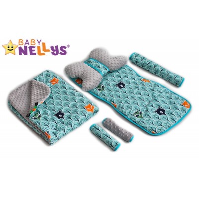 Baby Nellys Komplet do kočíka - podložka, polštářek, potah na popruhy a barierku č. 6
