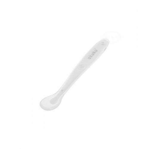 Silikonová lžička měkká Akuku - biela