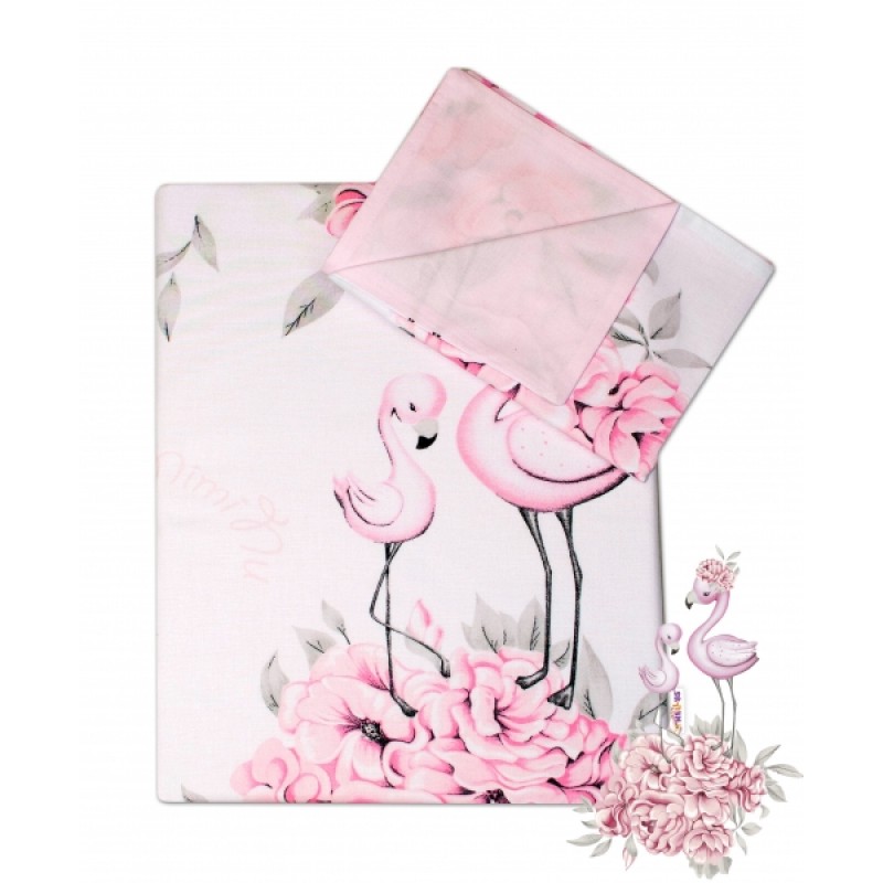 2-dielne bavlnené obliečky Baby Nellys - Plameniak ružový, 135 x 100