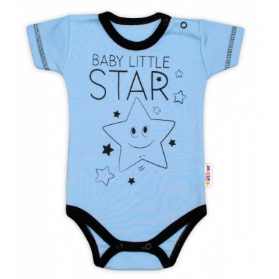 Body krátky rukáv Baby Nellys, Baby Little Star - modré, veľ. 74