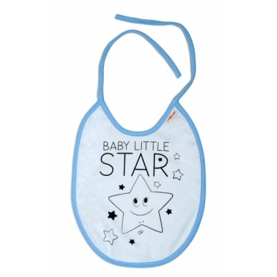 Nepromokavý podbradník, 24 x 23 cm Baby Nellys veľký Baby Little Star - sv. modrá