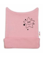 Novorodenecká čiapočka Baby Nellys, Baby Little Star - ružová, veľ. 56