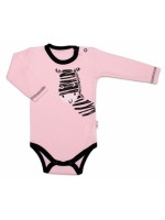 Baby Nellys Body dlhý rukáv, ružové, Zebra, veľ. 80