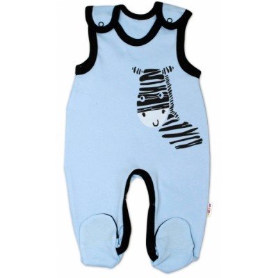 Dojčenské bavlnené dupačky Baby Nellys, Zebra - modré, velˇ. 62