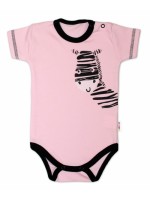 Body krátky rukáv Baby Nellys, Zebra - ružové, veľ. 80