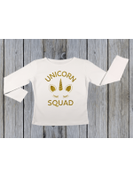 KIDSBEE Dievčenské bavlnené tričko Unicorn Squad - biele, veľ. 104