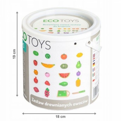 Drevené ovocie v vedierku ECO TOYS - 20 kusov