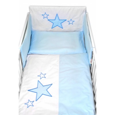 Mantinel s obliečkami Baby Stars  - modrý, 120x90 cm