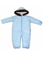 Kombinéza s kapucňou a kožušinkou Baby Nellys ®prošívaná, bez šlapie - sv. modrá, veľ. 98