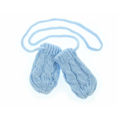 BABY NELLYS Zimné pletené dojčenské rukavičky so vzorom - sv. modré