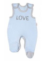 Dojčenské bavlnené dupačky Love - modré, veľ. 62