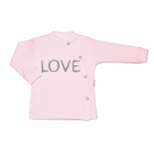 Baby Nellys Bavlnená košieľka Love zapínanie bokom - ružová