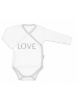 Baby Nellys Body dlhý rukáv Love - zapínanie bokom, biele, veľ. 56