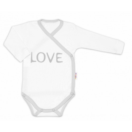 Baby Nellys Body dlhý rukáv Love - zapínanie bokom, biele, veľ. 56