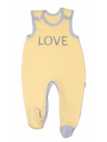 Dojčenské bavlnené dupačky Love - žlté, veľ. 56