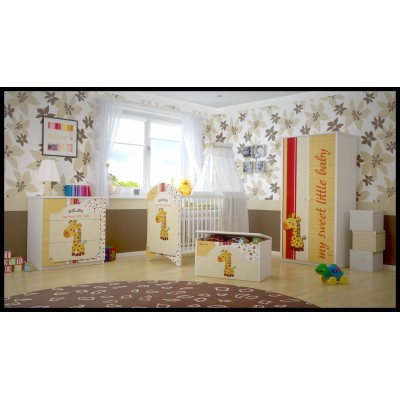 BabyBoo Detská postieľka LUX s motivom Sweet giraffe + šuplík, 120 x 60 cm