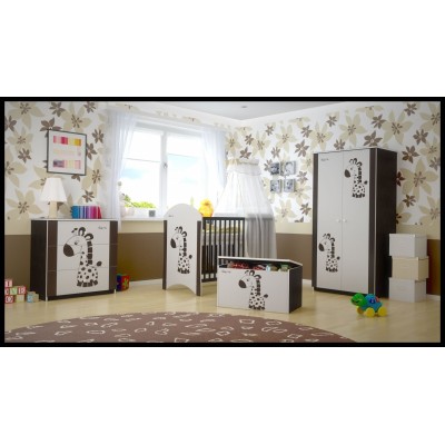 BabyBoo Detská postieľka LUX s motivom hnedá žirafka + šuplík, 120 x 60 cm