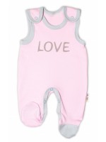 Dojčenské bavlnené dupačky Love - ružové, veľ. 56
