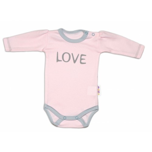 Baby Nellys Body dlhý rukáv Love - ružové, veľ. 56