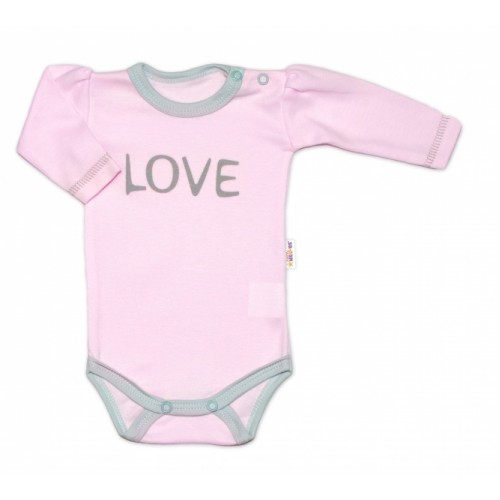 Baby Nellys Body dlhý rukáv Love - ružové, veľ. 56