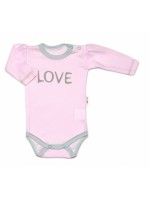 Baby Nellys Body dlhý rukáv Love - ružové, veľ. 68