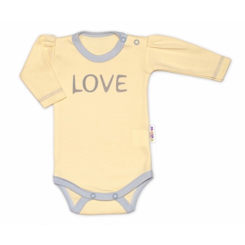 Baby Nellys Body dlhý rukáv Love - žltý, veľ. 56