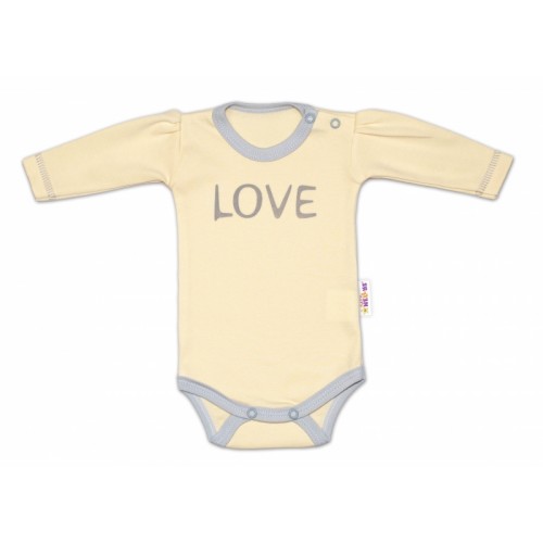 Baby Nellys Body dlhý rukáv Love - žltý, veľ. 56