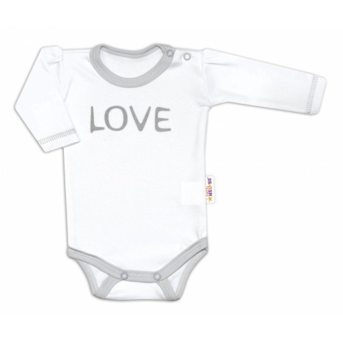 Baby Nellys Body dlhý rukáv Love - biely, veľ. 62