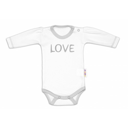 Baby Nellys Body dlhý rukáv Love - biely, veľ. 62