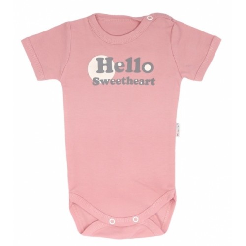 Mamatti Dojčenské body krátky rukáv Hello - korálové, veľ. 80