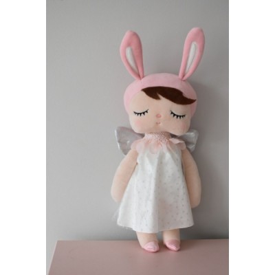 Handrová bábika Metoo Anjelik v šatočkách - růžovo/biela