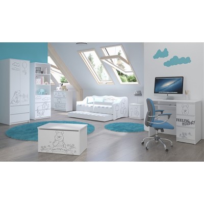 Babyboo Detská posteľ LULU 160 x 80 cm - biela Medvedík Pú - black