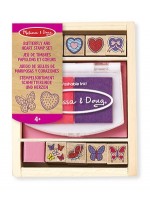 Melissa&Doug Drevené pečiatky v krabici - Motýle a Srdiečka