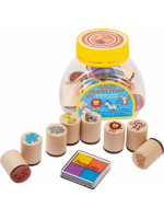 GOKI Drevené pečiatky v dóze -zvieratka + poduška