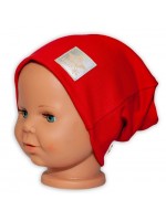 Detská funkčná čiapka s dvojitým lemom - červená, vel. 110