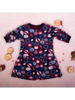K-Baby Dievčenské bavlnené šaty, Ovocie - granátové, veľ. 74