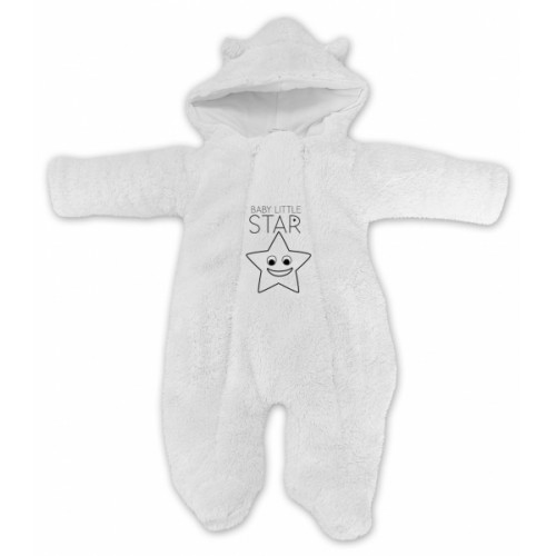 Baby Nellys Zimné chlupáčková kombinézka Little STAR, biela, veľ. 74