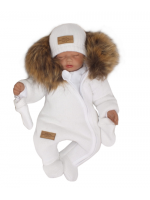 Z & Z Zimná kombinéza s kapucňou a kožušinou + rukavičky, biela, veľ. 74