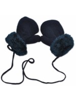 YO! Zimné detské rukavice s kožušinou - šnúrkou YO - granát/granátová kožušina, 98/104