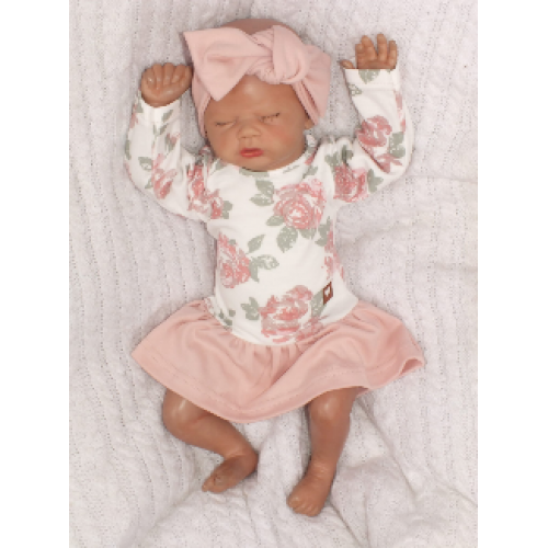 Z & Z 2-dielna sada sukničkobody s kvetmi + čelenka - staroružová, veľ. 68