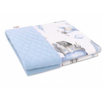 Baby Nellys Obojstranná prešívaná deka Bavlna + Velvet 100x70cm, Vláčik, modrá