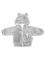 Baby Nellys Dojčenská chlupáčková bundička  s kapucňou Cute Bunny - sivá, veľ. 74