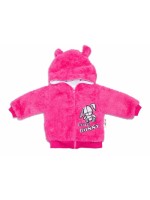 Baby Nellys Dojčenská chlupáčková bundička  s kapucňou Cute Bunny - malinová, veľ. 68