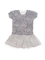 Mamatti Dojčenské šaty s tylom, kr. rukáv, Gepardík, biele vzorované, veľ. 74