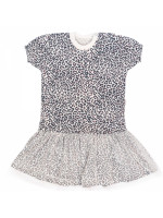 Mamatti Dojčenské šaty s tylom, kr. rukáv, Gepardík, biele vzorované, veľ. 74