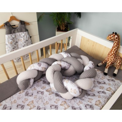 Baby Nellys Mantinel pletený vrkoč Vafel, bavlna LUX, Safari - 320 x 16 cm