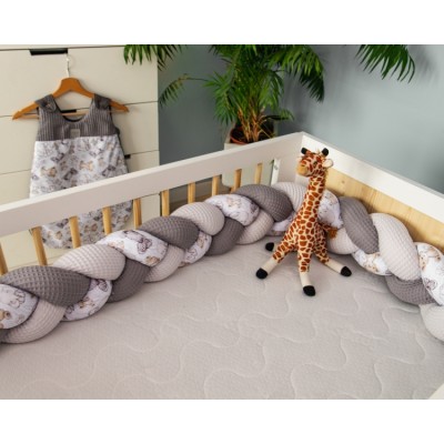 Baby Nellys Mantinel pletený vrkoč Vafel, bavlna LUX, Safari - 320 x 16 cm