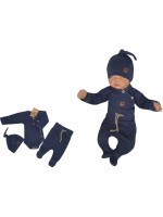 Z & Z 3-dielna súpravička body, polodupačky s povrázkom a čiapočka - granátová, veľ. 62