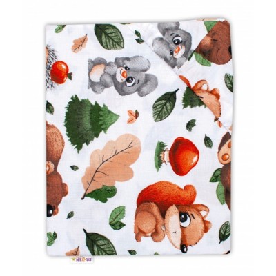 Baby Nellys Bavlnené prestieradlo 60x120 - Lesná školka, biele